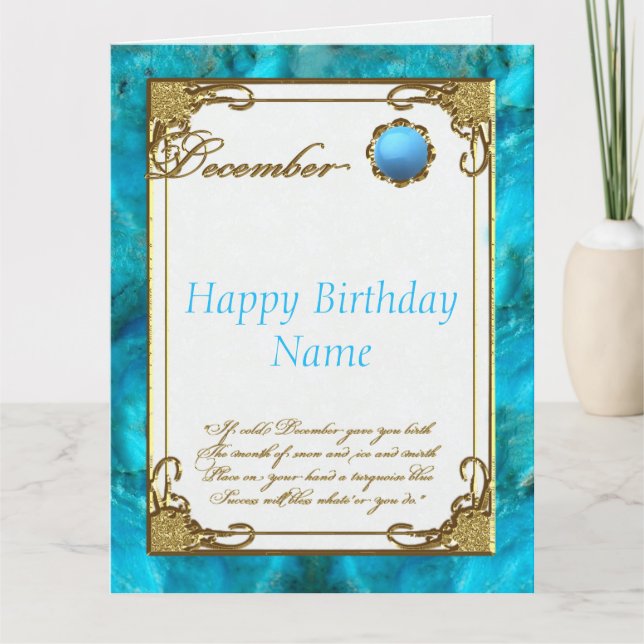 Carte Décembre Turquoise Birthstone 8.5x11 Anniversaire (Devant)