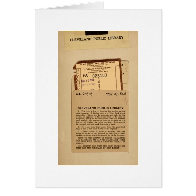 Carte d'échéance de bibliothèque (Devant)