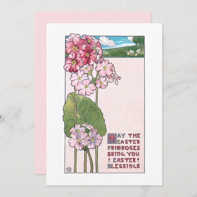Carte Déco Primroses de Pâques (Devant / Derrière)