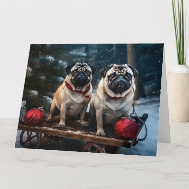 Carte Décor de Noël carlin Snowy Sleigh (Devant)