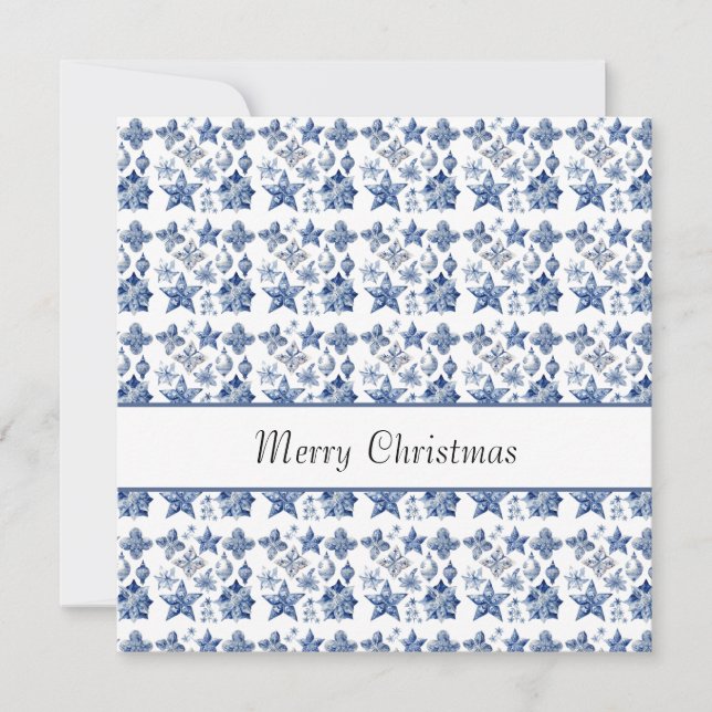 Carte Décor de Noël dans Delft Blue personnalisable (Devant)