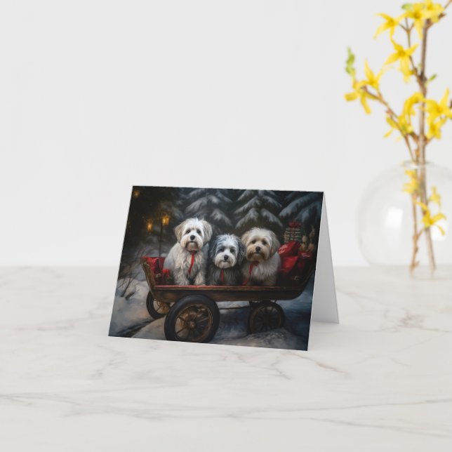 Carte Décor de Noël Havanais Snowy Sleigh (Fleur jaune)