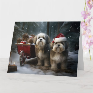 Carte Décor de Noël Malti tzu Snowy Sleigh