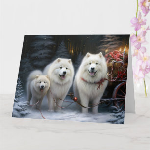 Carte Décor de Noël Samoyed Snowy Sleigh