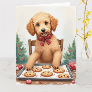 Carte Décoration de biscuits de Noël par un Golden Doodl