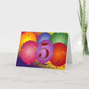 Carte Décorations de ballons de fête du 5e anniversaire