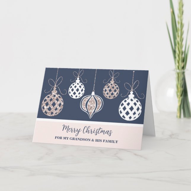 Carte Décorations Petit-fils et famille Joyeux Noël (Devant)