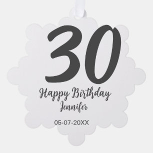 Carte Décorative 30e anniversaire ajouter nom date année noir modèl