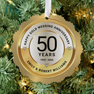 Carte Décorative 50e anniversaire du mariage noir et or