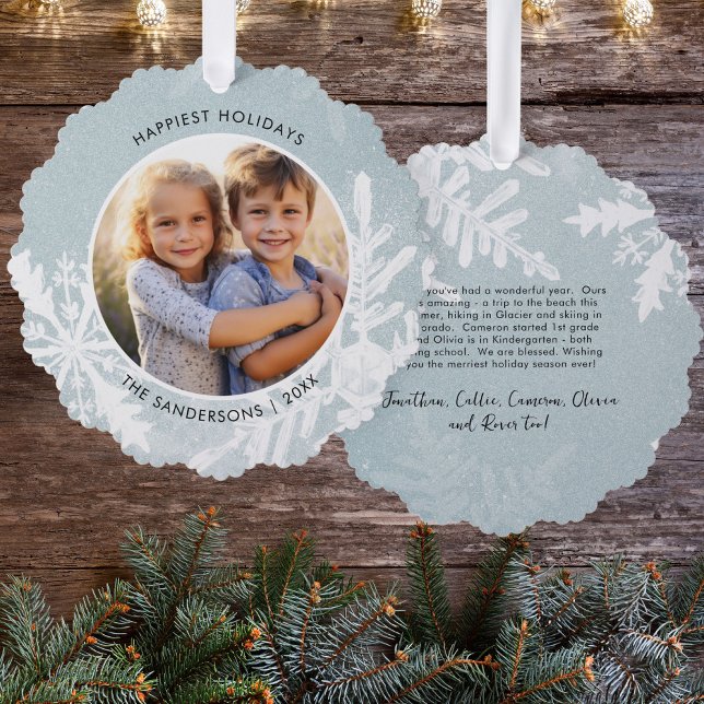 Carte Décorative Aquarelle Snowflakes Happy Holidays Photo personna (Créateur téléchargé)