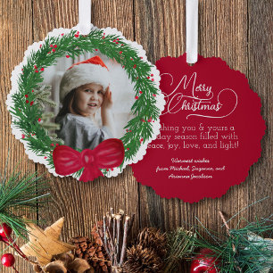 Carte Décorative Aquarelle Wreath Photo Frame Joyeux Noël