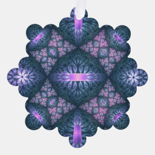 Carte Décorative Art abstrait de motif fractal 3D bleu violet rose