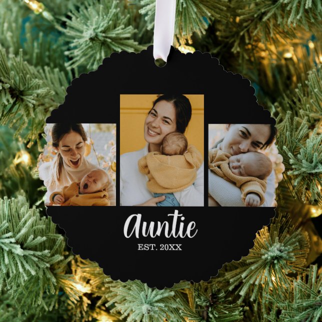 Carte Décorative Auntie Established Modern Script Black 3 Photo (Insitu (Arbre))