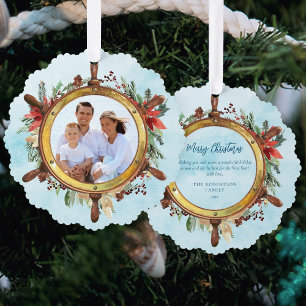 Carte Décorative Bateau de Noël nautique photo