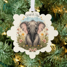 Bébé mignon Eléphant Calf Fleur sauvage Wanderlust