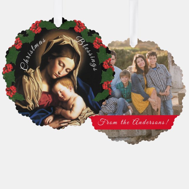Carte Décorative Bienheureuse Mère Photo de Noël (Recto/Verso)