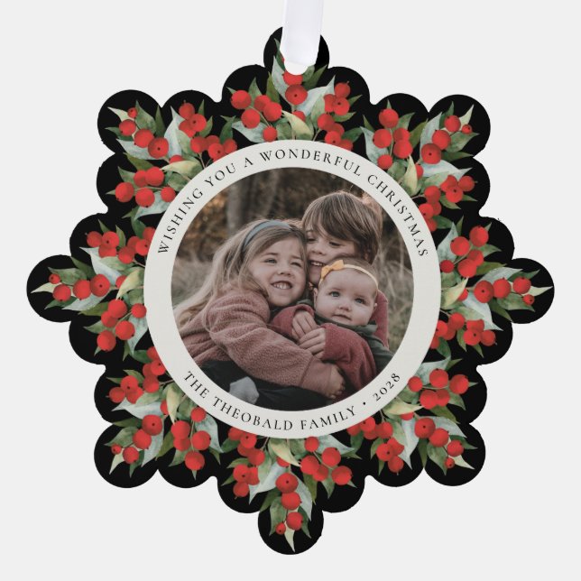 Carte Décorative Black Red Berries+Greenery Christmas Paper (Recto)