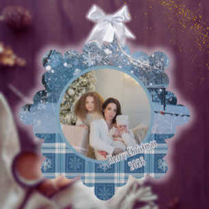 Carte Décorative Bleu Cosy Plaid Neige hiver photo Noël