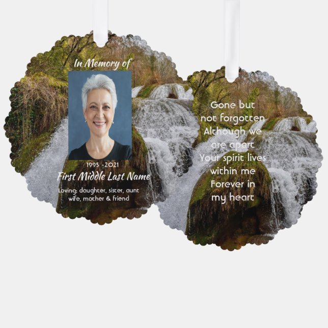 Carte Décorative Bluebells Waterfall Landscape  Memorial Keepsake  (Recto/Verso)