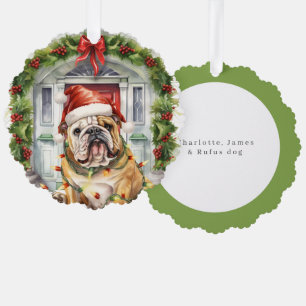 Carte Décorative Bouledogue britannique au chapeau de Père Noël dev