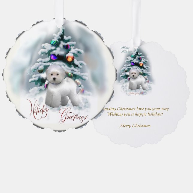 Carte Décorative Cadeaux de Noël Bichon Frise (Recto/Verso)
