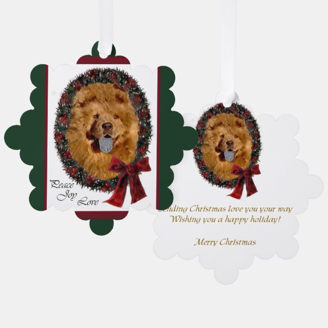 Carte Décorative Cadeaux de Noël Chow Chow (Recto/Verso)