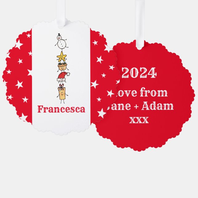 Carte Décorative Caractères de Noël personnalisés (Recto/Verso)