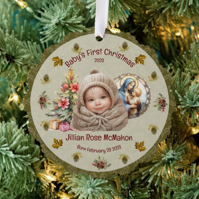 Carte Décorative Carstock personnalisable de Noël pour bébé mignon (Insitu (Arbre))