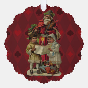 Carte Décorative Chant vintage de musique de Noël Père Noël