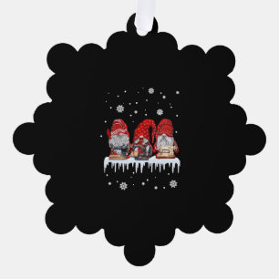 Carte Décorative Chemise rouge Gnome Noël Gnomies roux Machine à co
