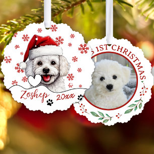 Carte Décorative Chien de Noël Bichon Frise Personnalisé