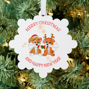 Carte Décorative Chiens Père Noël et rennes