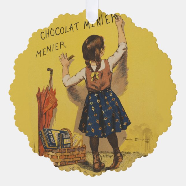 Carte Décorative Chocolat Menier Petite fille Mur écriture (Recto)