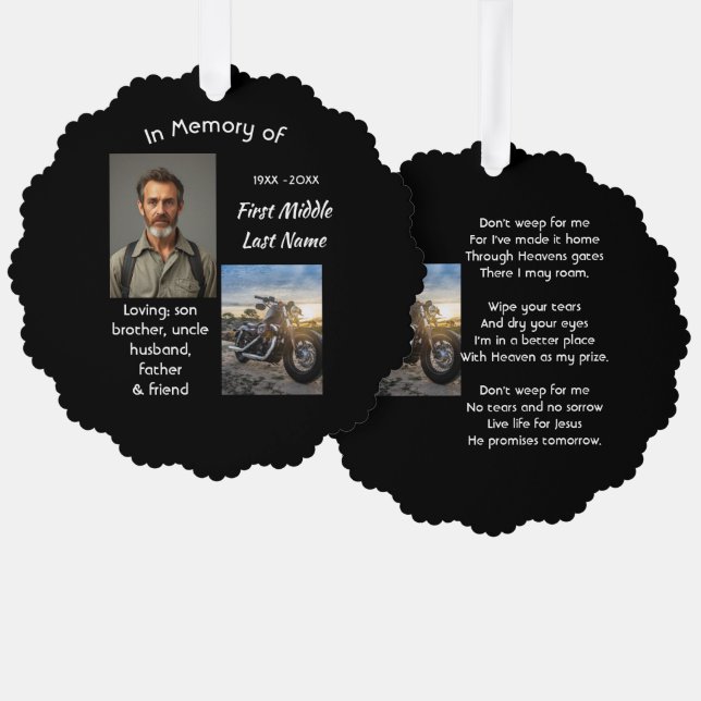 Carte Décorative Christian Memorial Keepsake Motorcycle Chopper (Recto/Verso)