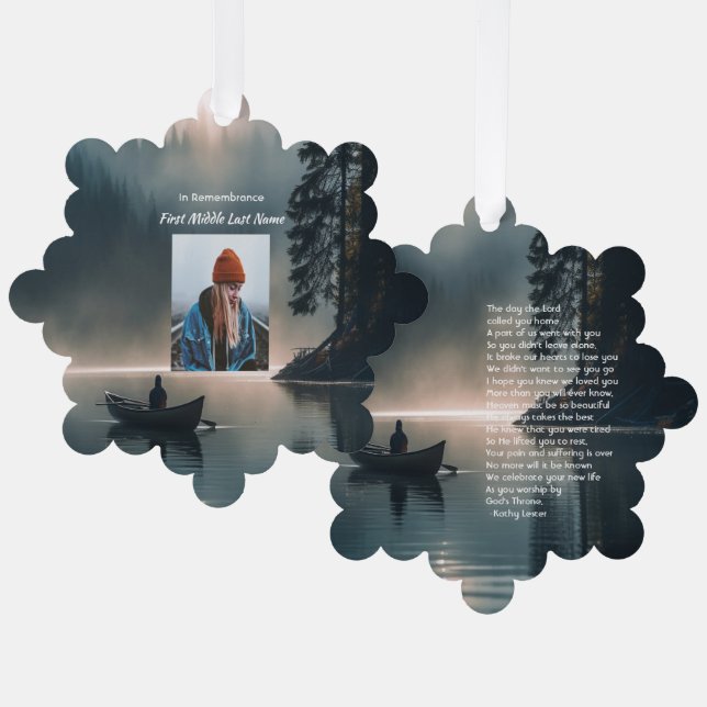 Carte Décorative Christian Memory Keepsake Wilderness Lake Canoe (Recto/Verso)