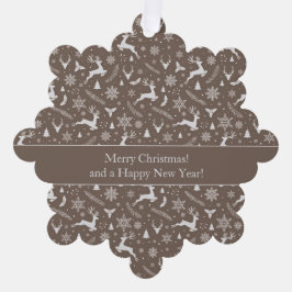 Carte Décorative Christmas Reindeer Pattern Brown with Text