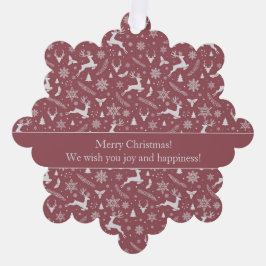 Carte Décorative Christmas Reindeer Pattern Red with Text