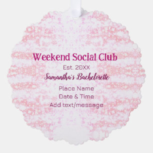 Carte Décorative club social de week-end rose paillettes enterremen