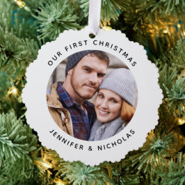 Carte Décorative Couple Notre Première Photo De Noël
