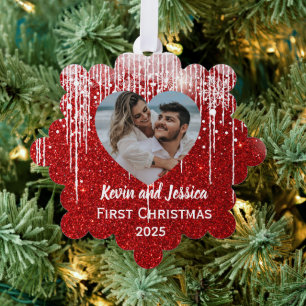Carte Décorative Couples Prénom photo de Noël