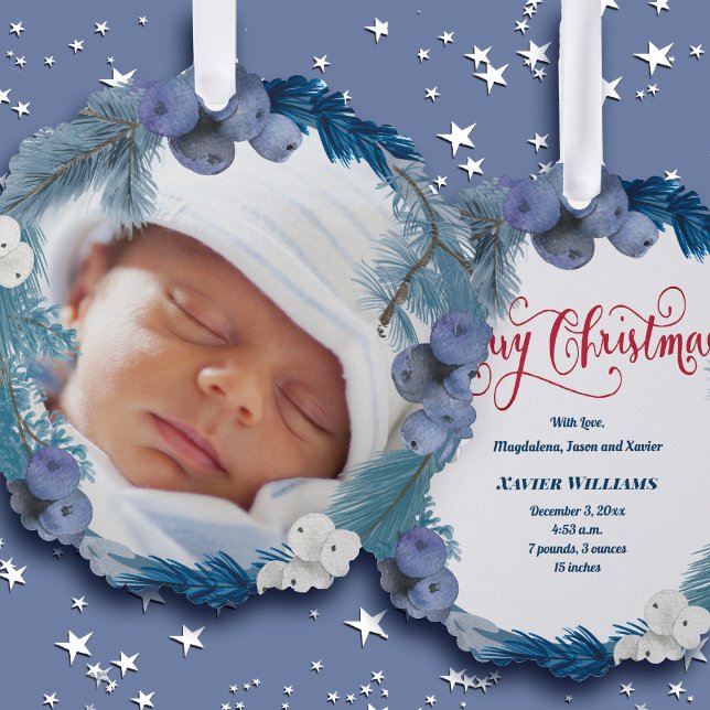 Carte Décorative couronne d'hiver nouveau bébé Joyeux Noël (Créateur téléchargé)