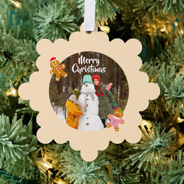 Carte Décorative Cute Gingerbread Christmas Photo Ornament Card  (Cute and Warm Gingerbread Christmas Photo Customized Paper Ornament Card )