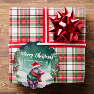 Carte Décorative Cute HIPPO Père Noël Xmas Fête Famille Enfants