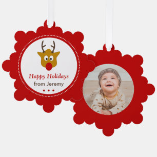 Carte Décorative Cute Reindeer Les Fêtes De Noël Rouges Photo