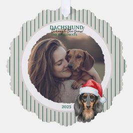 Carte Décorative Dachshund à travers les fêtes de Noël de neige