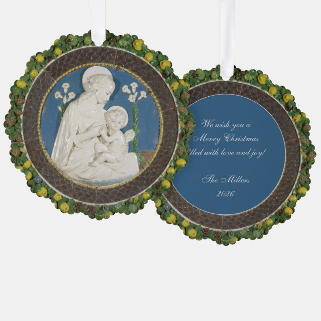 Carte Décorative Della Robbia Vierge des Lilies Fruits Noël (Recto/Verso)