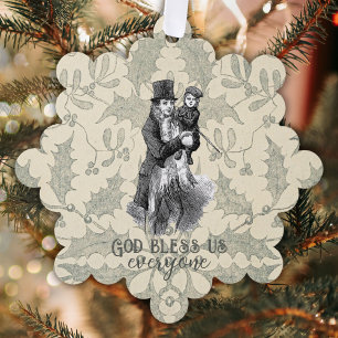Carte Décorative Dieu nous bénisse tous Dickens Noël Carol