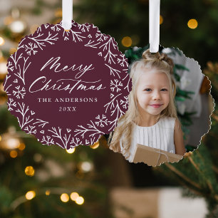 Carte Décorative Élégant flocon de neige Wreath Purple Photo Noël