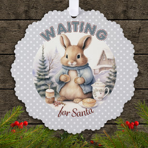 Carte Décorative En Attente De Père Noël Adorable Lapin Lapin Noël
