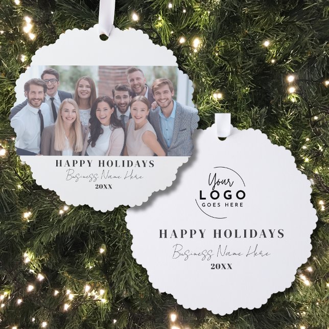 Carte Décorative Entreprise Noël noir blanc (Corporate Business Happy Holidays Christmas Ornament Card)